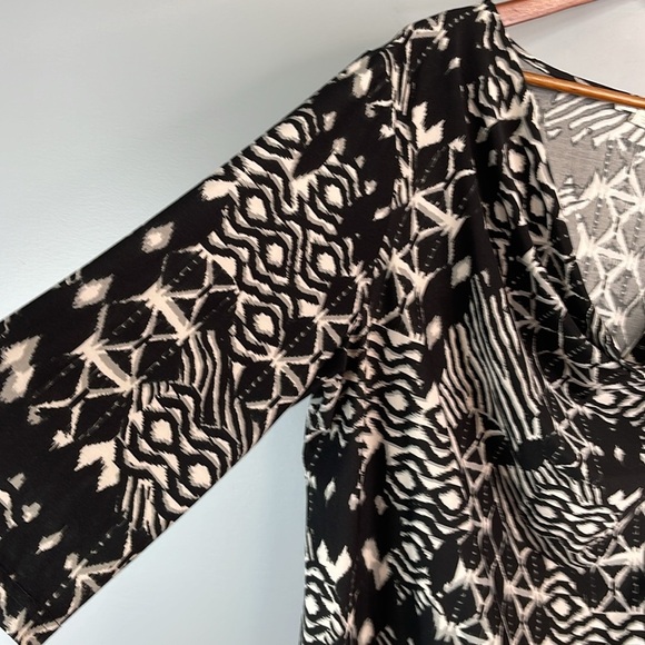 Vintage Tradition Printed Cowl Neck Top Black White Grey 3/4 Sleeves Pullover 2X - Picture 5 of 11